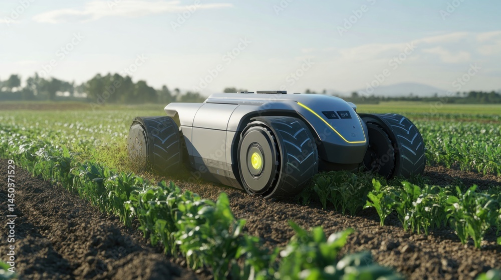 Chowkidaar Gharooka robot navigating between crop rows